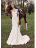 Beaded Cap Sleeves Ivory Satin Wedding Dress